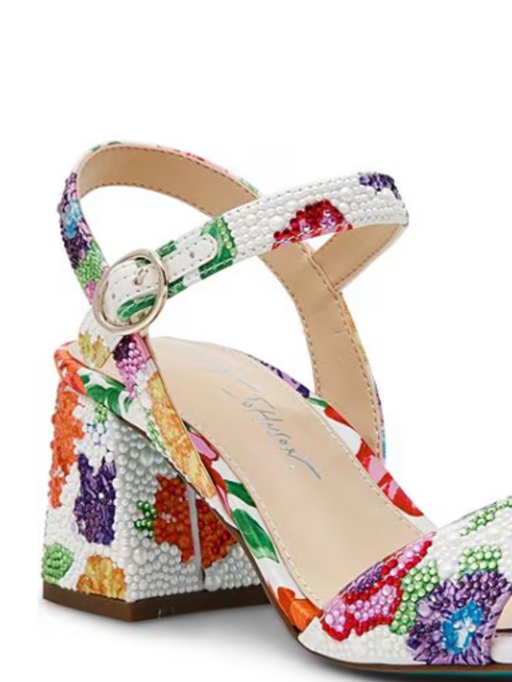 Sparkle Floral White Open Toe Sandal - Picture 3 of 4